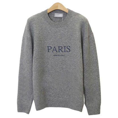 RT No. 4340 KNITTED PARIS LETTERED SWEATER